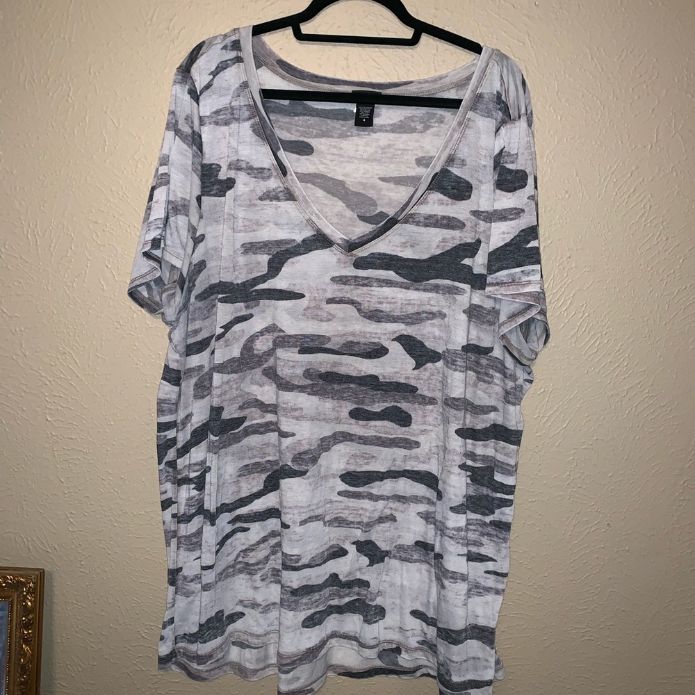 Torrid size 4 grey burnout camo top. Plus size 26
